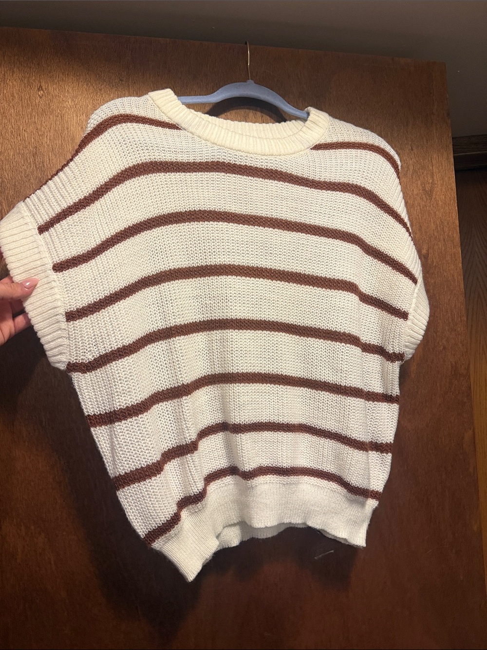 HYFVE Cream & Brown Striped Crewneck Sweater